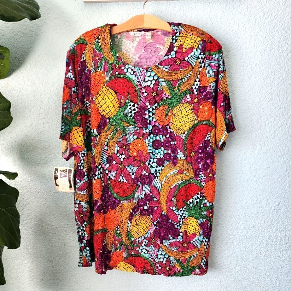 Ok-Sam ll embroidery fruitand flowers blouse